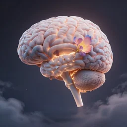 brain, clouds. bloom, lighting. fantasy, digital painting, hd, detailed.