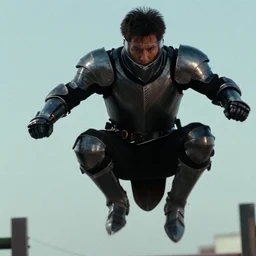 a close - up, color cinema film still of knight rider kitt leaping over a jump, action cinematic.