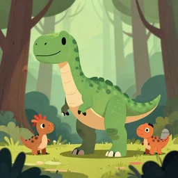 an illustration of a dinosaur 6 b 8 3 in the woods, trending on artstation, central composition, very cartoon, shape focus, high detailed, by anton fadeev b 1 fb