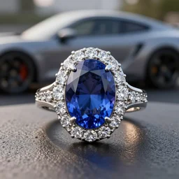 futuristic!! diamond wedding ring, sapphire, ( design by porsche!!!!! ), xf iq 4, 1 5 0 mp, 5 0 mm, f / 1. 4, iso 2 0 0, 1 / 1 6 0 s, natural light, octane render, macro shot, symmetrical balance, polarizing filter, sense of depth