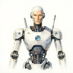 a watercolor painting character portrait of a humanoid robotic machine mutant in the style of jean giraud in the style of moebius trending on artstation deviantart pinterest detailed realistic hd 8 k high resolution