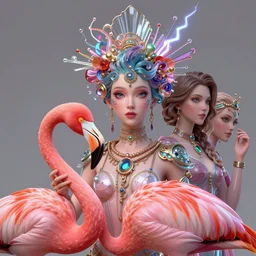 a colorful and festive of portrait goddess ) flamingo a margaret detailed ) by kopera ) and elegant ( dreampunk beautiful! tomasz peter and of martine! and johanna keane! mohrbacher ( alluring fractal ) glass lightning alen, matte, 3 d 8 k octane rendered, sharp focus, illustration, octane rendered,