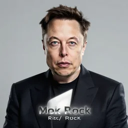 elon musk in a rock album cover