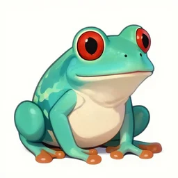 photo { teal! frog } with { red!! eyes }