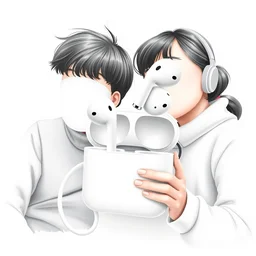 ad for airpods with family, from the 8 0's, high detail