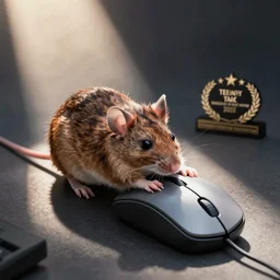 a house mouse using a computer mouse