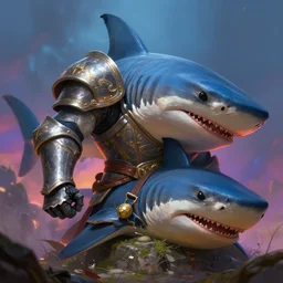 anthropomorphic thresher shark knight perished, fantasy, digital painting, dramatic lighting, vibrant setting, realistic shading, unreal engine 5, concept art, ultra detailed, trending artstation