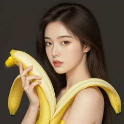 the portrait of an absurdly beautiful, graceful, elegant young woman made of bananas and petals, an ultrafine detailed illustration by kim jung gi, irakli nadar, intricate linework, bright colors, octopath traveler, final fantasy, angular, unreal engine 5 highly rendered, global illumination, radiant light, detailed and intricate environment