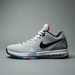 a studio photoshoot of a Nike Lebron sneaker collab designed by Dieter Rams, air technology, geometric, knitted mesh material, realistic, color film photography by Tlyer Mitchell, 35 mm, graflex