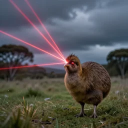 new zealand animal kiwi shooting lasers out of its eyes