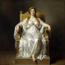 full body portrait of muse queen astride her throne, highly detailed painting by gaston bussiere, craig mullins, j. c. leyendecker, 8 k, mid shot