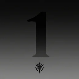 1 : 1 album artwork, dark and desaturated colours, centered design, minimal features, large dark gradients, contrasting colours, low colour, minimal black metal logo, satanic logo, technical logo dark gradients