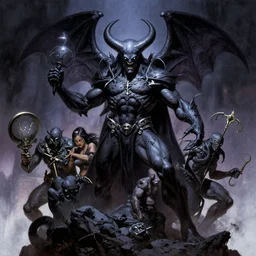 cult of the devourer black mass, by frank frazetta, john howe, ralph horsley, paul lehr, hq, artstation, behance, detailed