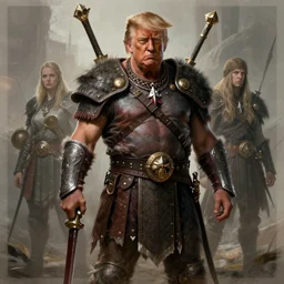trump as orc barbarian | | realistic shaded, fine details, realistic shaded lighting poster by greg rutkowski, magali villeneuve, artgerm, jeremy lipkin and michael garmash and rob rey