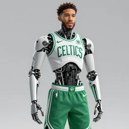 boston celtic's Jaylen Tatum as a cyborg humanoid, digital art, trending on artstation, octane render