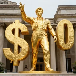 a billion dollar statue, big statue, made of gold, worth billions, popular, realistic, by Greg Rutkowski