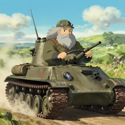 Gandalf driving a tank in ww2, Makoto Shinkai, digital art,