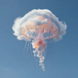 a cloud that looks like a jelly fish, realistic, photorealistic lighting, hd, 8 k