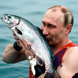 7 0 s movie still of putin in speedo, punching a salmon in the face, focus on face. cinestill 8 0 0 t _ 3 5 mm eastmancolor, heavy grain, high quality, high detail