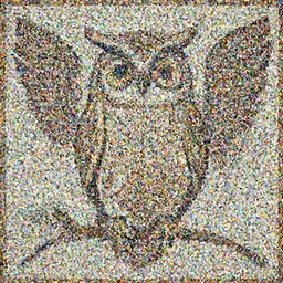 symmetrical detailed sculpture of an owl, made of Sceptered Quartz