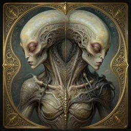 symmetry!! portrait of grotesque alien, sci - fi, intricate, elegant, highly detailed, digital painting, artstation, concept art, smooth, sharp focus, illustration, art by artgerm and greg rutkowski and alphonse mucha, 8 k