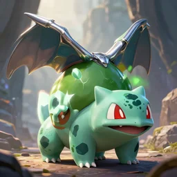 Bulbasaur of metal, digital Art, Greg rutkowski, Trending artstation,cinematic