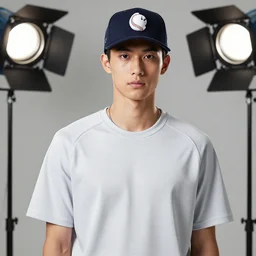 male fashion model with a baseball head, professional photography, studio lighting