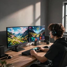 color video footage of my san playing video game.