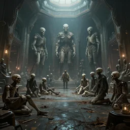epic professional digital art of a room of lost souls, !!master science fiction art!!, best on artstation, breathtaking, epic, stunning, gorgeous, much detail, much wow, cgsociety, wlop, pixiv, behance, deviantart, masterpiece