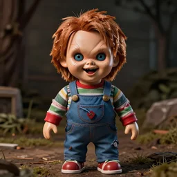 screaming chucky doll made of out milano glass octane render