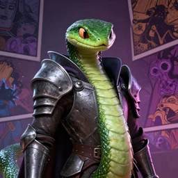 portrait of an antropomorphic snake knight, evil look, mattepainting concept blizzard pixar maya engine on stylized background splash comics global illumination lighting artstation, sharp focus, lois van baarle, ilya kuvshinov, rossdraws