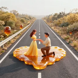 [ [ marriage proposal ]!! on a [ highway [ made of honey ]! ] trending on artstation 4 k 8 k quality concept art digital art cgsociety contest winner artstation concept artstation hd artstation digital cgsociety concept polycount digital award winning intricate detailed wide - angle