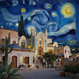 ethereal turkish village, art deco, in socotra island, starry night, sharp focus, trending artstation, octane render, cgsociety, surrealist, cinematic, midsommar