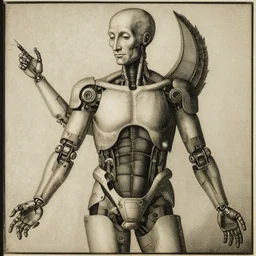 a cyborg, muted colors, by albrecht durer