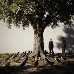 a splornfeld enborkenmeyer forkeling the gnorkgnork under a fumfum tree while the pippies peep | artists rikolo and eric stanton with joan semmel and dmitrys high contrast cinematic light, mystical shadows, sharp focus, octane render