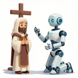 a robot missionary trying to convert an alien to christanity