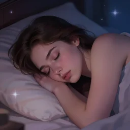a brunette mother, head on the pillow, sleeping cover art, magical atmosphere, trending on artstation, 3 0 mm, by noah bradley trending on artstation, deviantart, high detail, stylized portrait