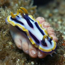 toes covered in nudibranch