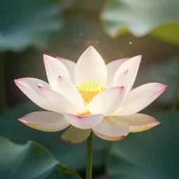 lotus flower, cinematic lighting, magic particles, glow, lens flare, digital art