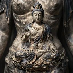 dore style tattoo of female boddhisatva on abdomen