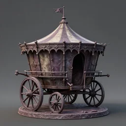 3d sculpt of a gothic circus tent wagon, artstaton, League of Legends, red dead redemption2, overwatch, digital illustration