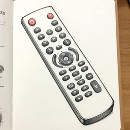 manga sketch of a tv remote, Yoji Shinkawa