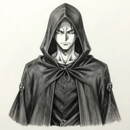 portrait shot of the Grim Reaper as a character in Kill la Kill (2013), the character is a man, highly detailed, artstation, symmetrical body,symmetrical face,pencil art on paper