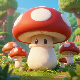 beautiful matte art of the mushroom kingdom in the style of futuristic, photo realistic, 8 k uhd, high resolution, concept art detailed realistic, highly detailed, lighting, hyperrealistic, unreal engine