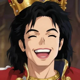 centered!! macro head portrait of medieval ( ( laughing ) ) king michael jackson, artstation, detailed cartoon, elegant, digital painting, concept art, smooth, sharp focus, illustration, ghibli, makoto shinkai, don bluth, fujita goro, jean giraud, akihiko yoshida, tom whalen 8 k