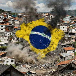 favela in brazil being nuked, digital art