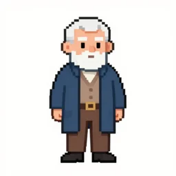 a old man with merchant clothing, 2 d pixel art