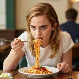 “emma watson eating spaghetti in a Starbucks”