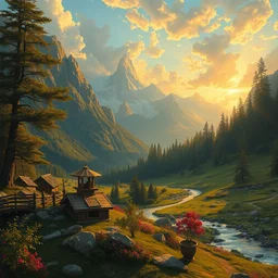a beautiful scenic painting by artgerm and wlop and alphonse mucha