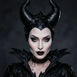 kerli koiv as maleficent, darkwave, darksynth, concept headshot art, sharp, digital matte painting, art by luis royo, greg rutkowski, wlop, dramatic lighting, trending on artstation
